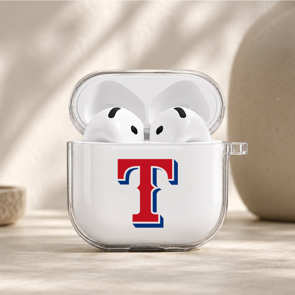 MLB Texas Rangers Logo Protective Apple Airpods 4 Clear Case - Durable Clear Protection