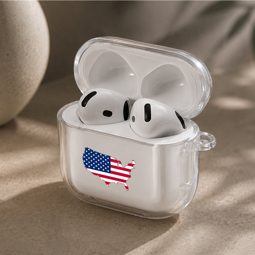 USA Flag Protective Apple Airpods 4 Clear Case - Durable Clear Protection