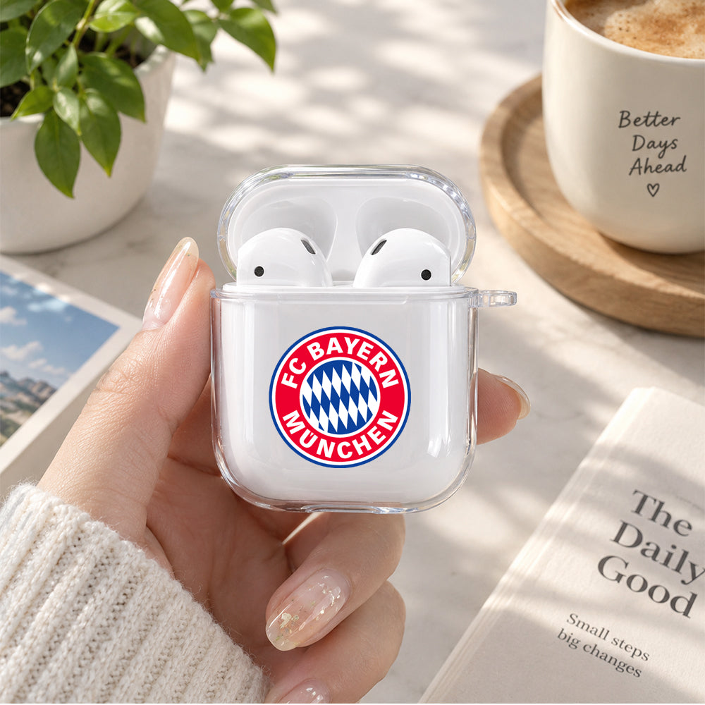 Bayern Munich Logo Protective Clear Case Cover For Apple Airpods | Soft Silicone AirPods 1 / 2 Case | Protective Cover