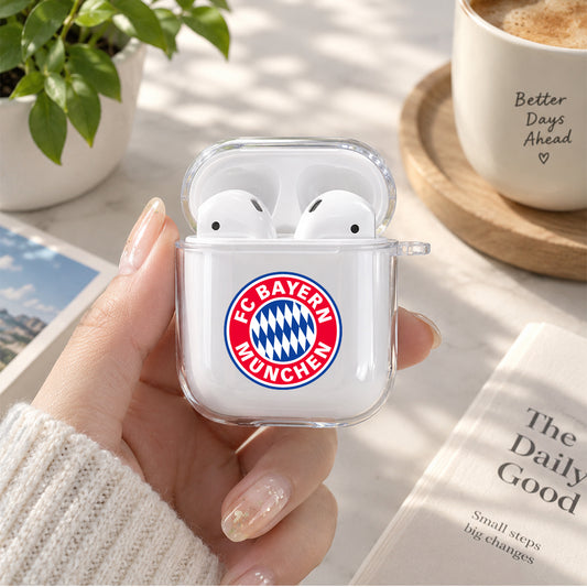 Bayern Munich Logo Protective Clear Case Cover For Apple Airpods | Soft Silicone AirPods 1 / 2 Case | Protective Cover