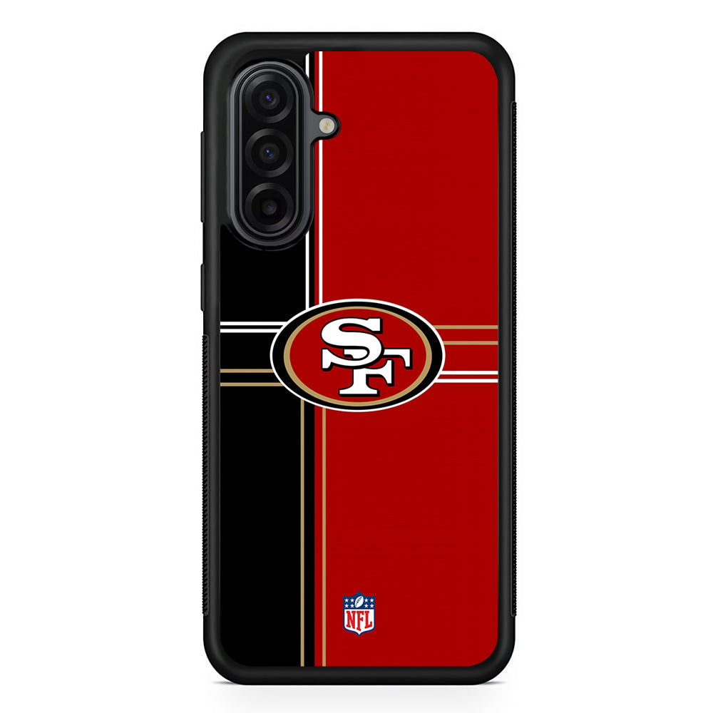 NFL San Francisco 49ers Red Black Samsung Galaxy A17 Case | Durable Rubber Samsung Galaxy A17 Phone Case