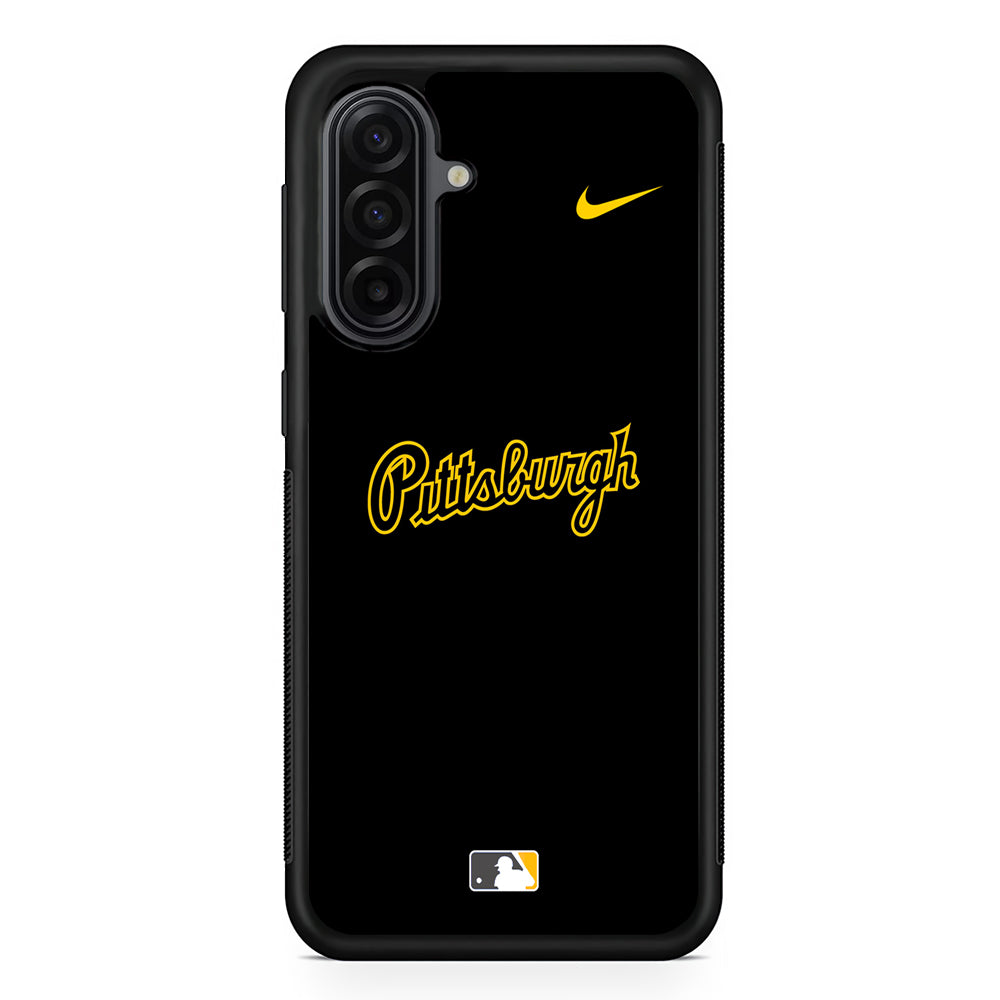 MLB Pittsburgh Pirates Black Nike Samsung Galaxy A17 Case | Durable Rubber Samsung Galaxy A17 Phone Case