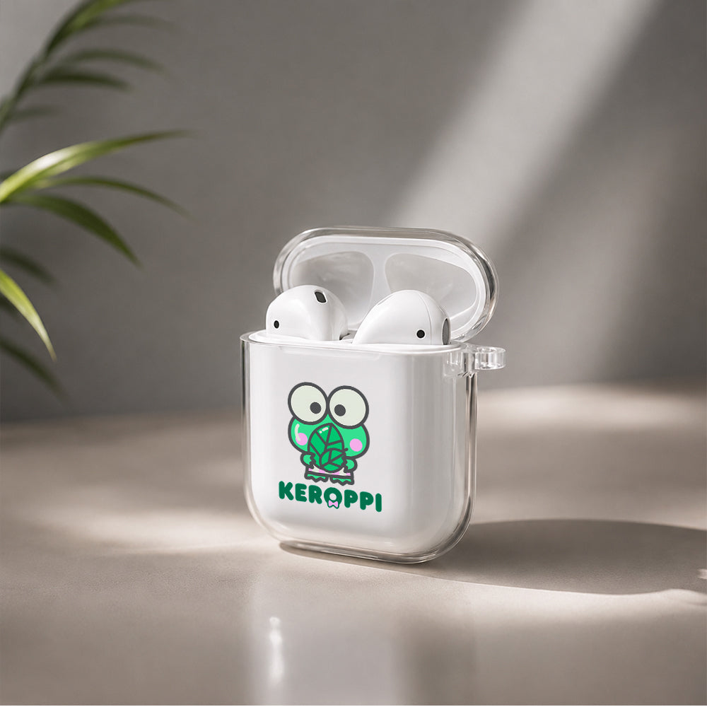Keroppi Playing Leaves Protective Clear Case Cover For Apple Airpods | Soft Silicone AirPods 1 / 2 Case | Protective Cover