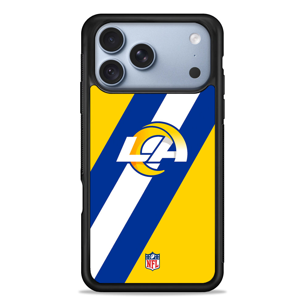 NFL Los Angeles Rams Stripe iPhone 18 Pro Case - iPhone 18 Pro Silicone Case