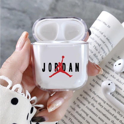 Air Jordan Logo Hard Plastic Protective Clear Case Cover For Apple Airpods