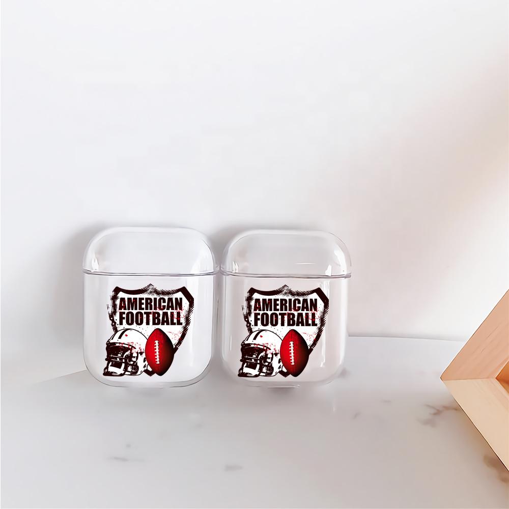 American Football  Hard Plastic Protective Clear Case Cover For Apple Airpods