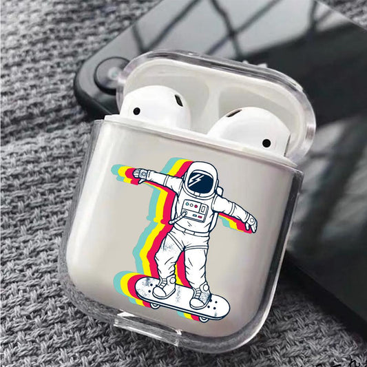 Astronaut Play Skateboard  Hard Plastic Protective Clear Case Cover For Apple Airpods