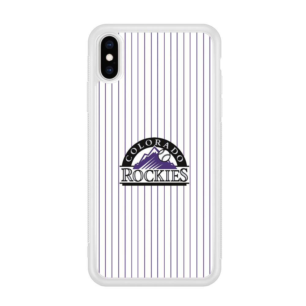 Baseball Colorado Rockies MLB 002 iPhone Xs Case-Phone Case-Rubber White (2D Case)-Altracase