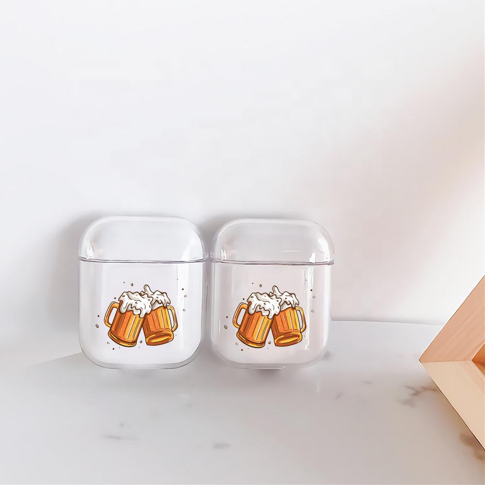 Beer cheers Hard Plastic Protective Clear Case Cover For Apple Airpods