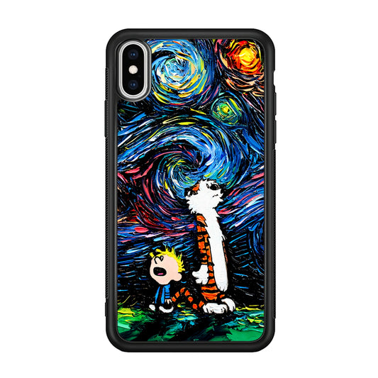 Calvin and Hobbes Starry Night iPhone Xs Case