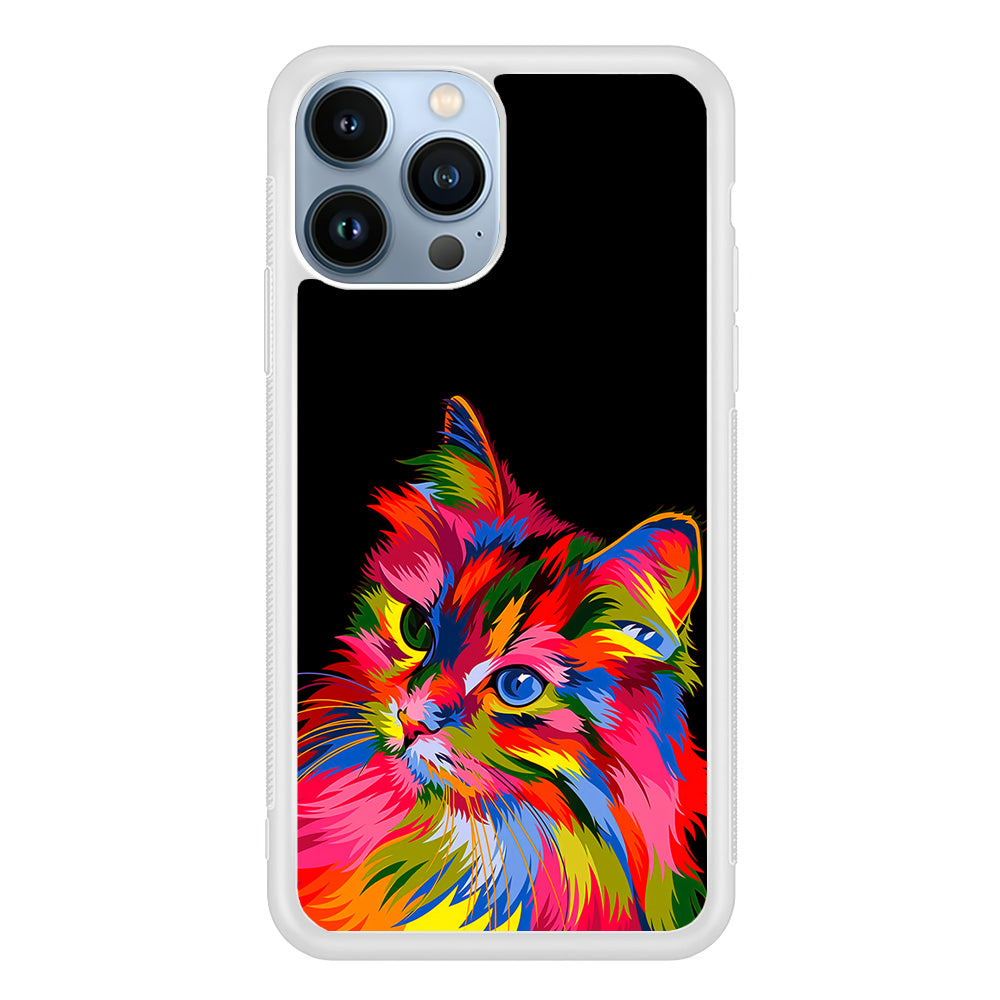 Cat Colorful Art Painting iPhone 15 Pro Case-Phone Case-Rubber White (2D Case)-Altracase