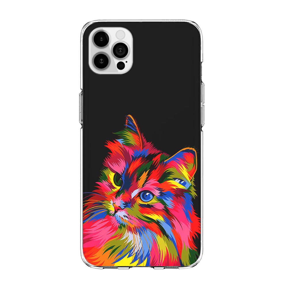 Cat Colorful Art Painting iPhone 15 Pro Case-Phone Case-Clear Soft Case-Altracase