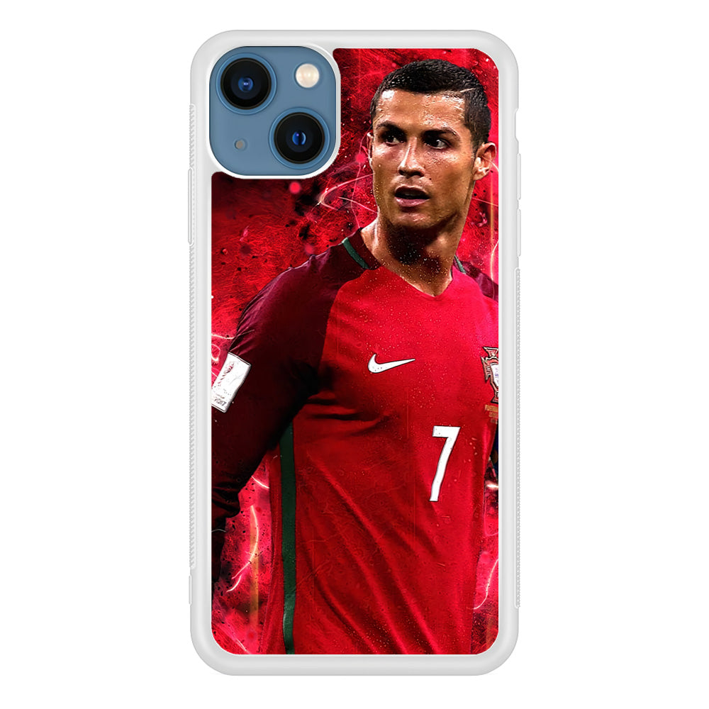 Cristiano Ronaldo Red Aesthetic iPhone 13 Mini Case-Phone Case-Rubber White (2D Case)-Altracase