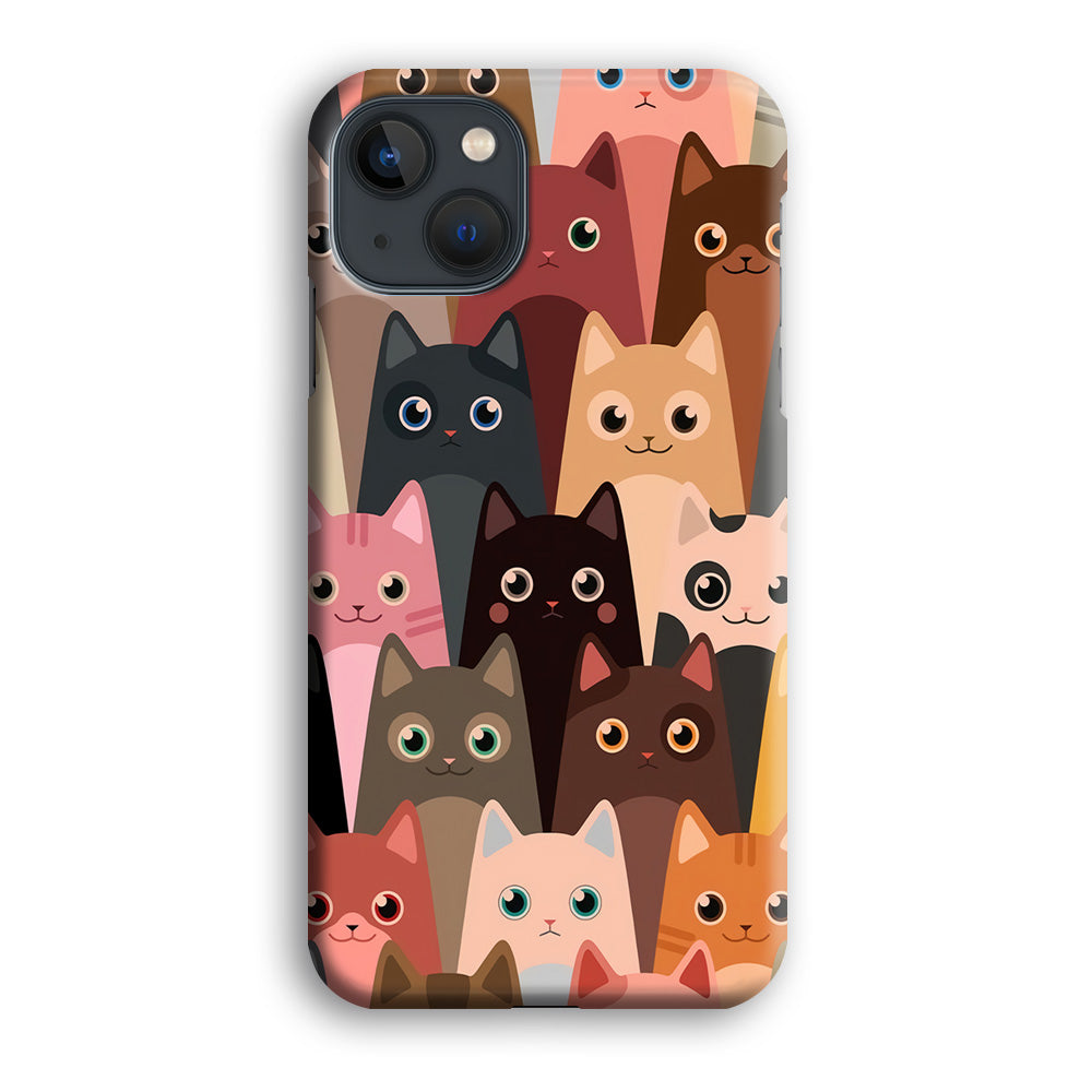 Cute Cat Doodle iPhone 13 Mini Case