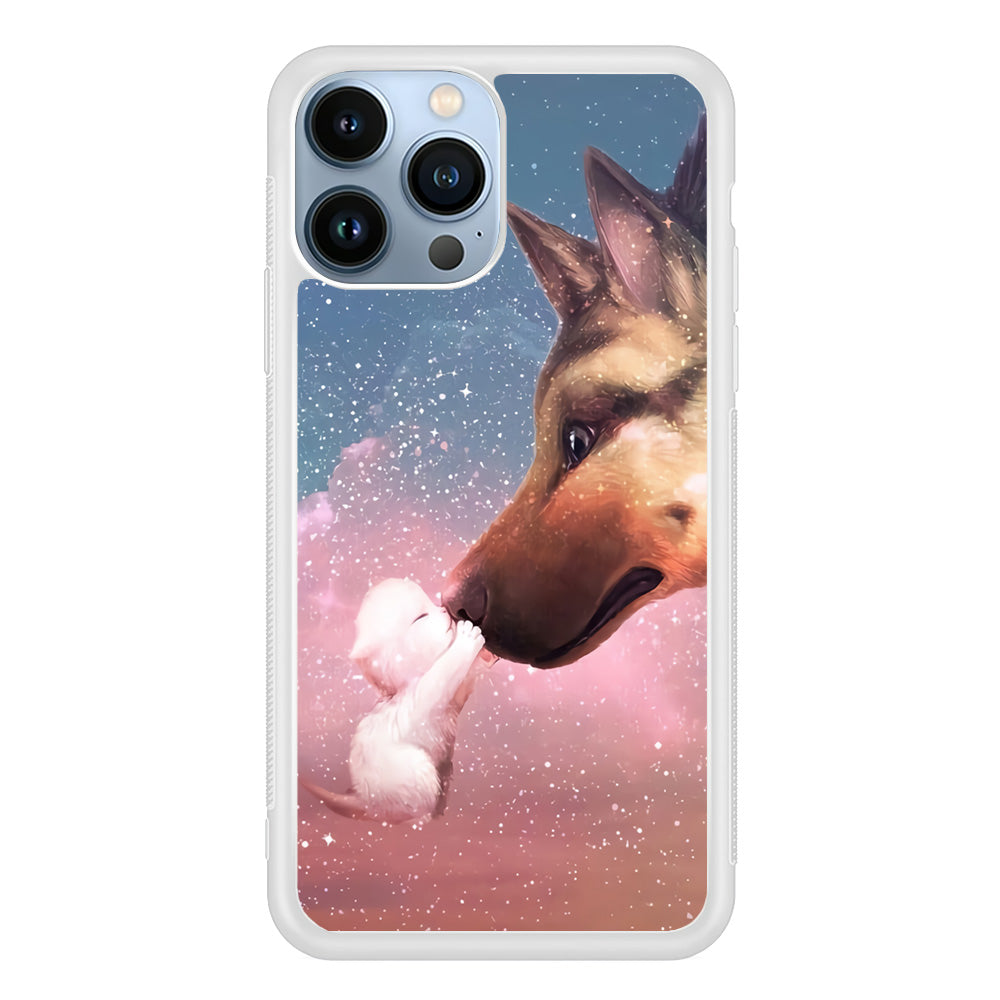 Cute Cat Kiss Dog iPhone 14 Pro Case