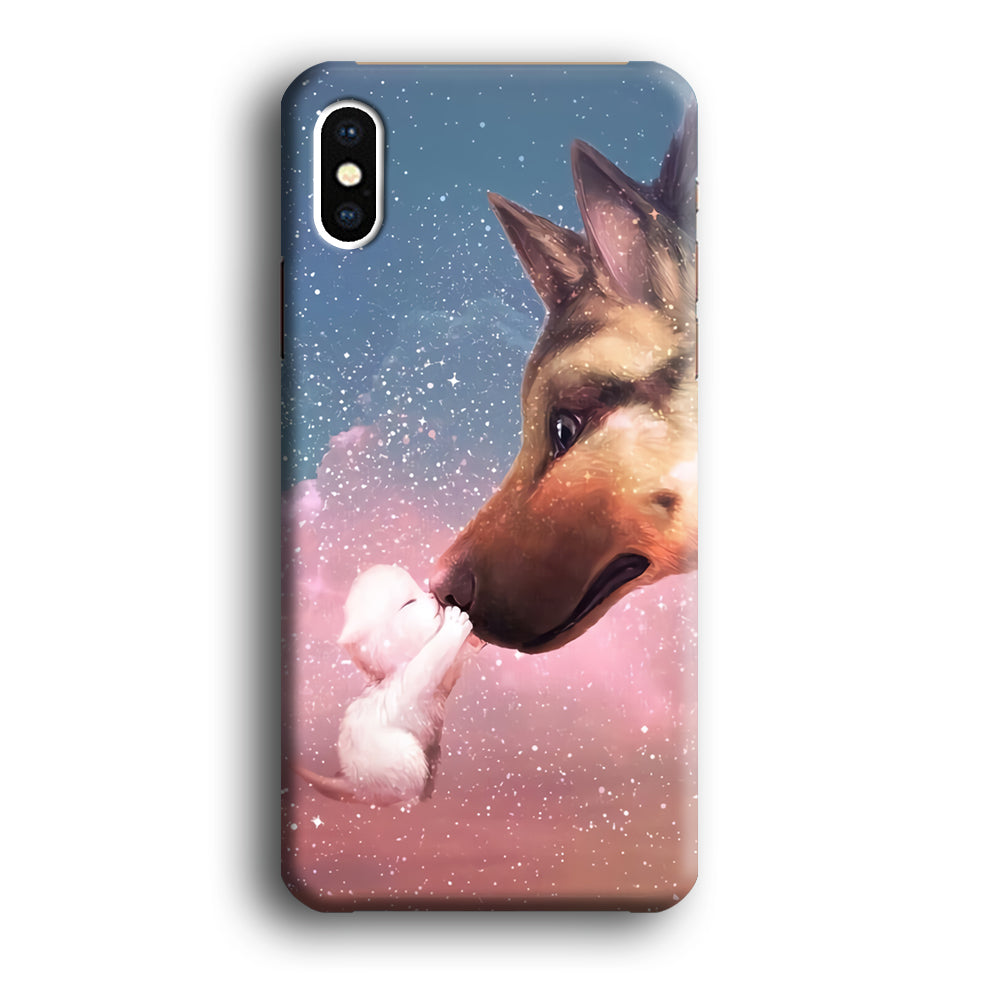 Cute Cat Kiss Dog iPhone Xs Case