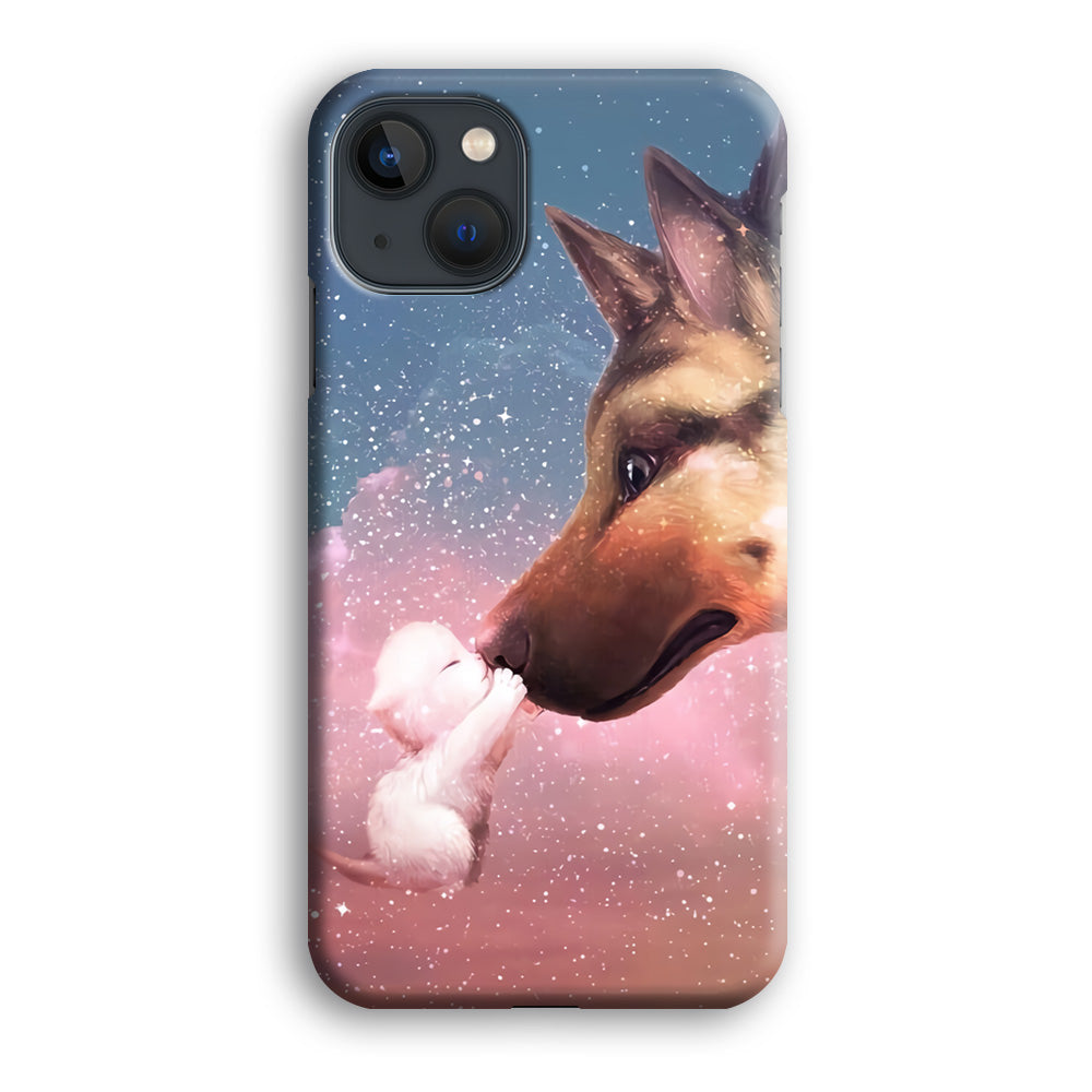 Cute Cat Kiss Dog iPhone 13 Mini Case-Phone Case-3D Case-Altracase