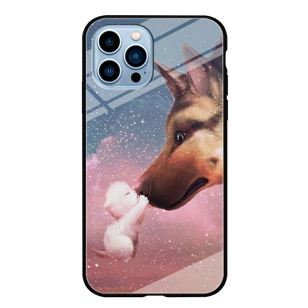 Cute Cat Kiss Dog iPhone 13 Pro Max Case