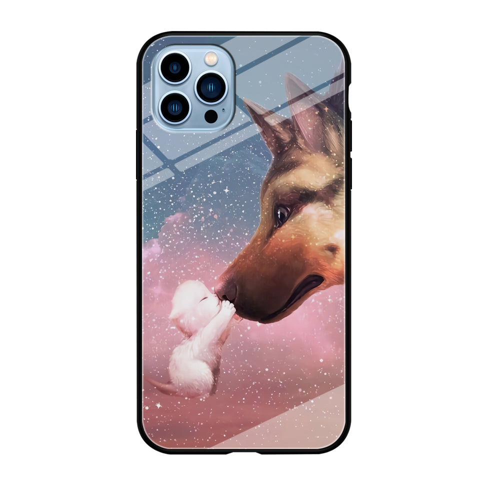 Cute Cat Kiss Dog iPhone 12 Pro Case