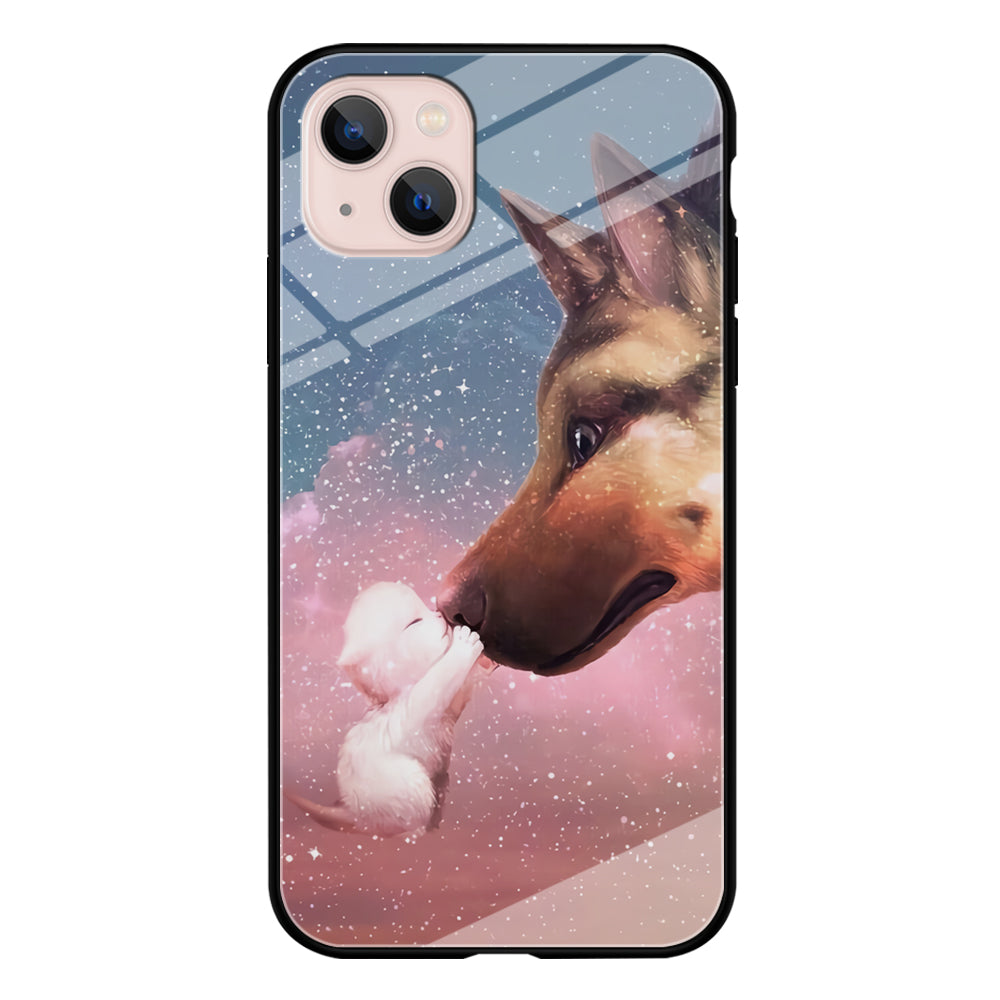Cute Cat Kiss Dog iPhone 13 Mini Case-Phone Case-Tempered Glass Case-Altracase