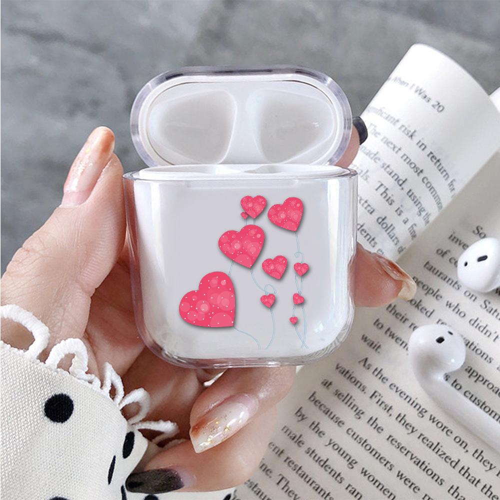 Cute Love balloon Hard Plastic Protective Clear Case Cover For Apple Airpods