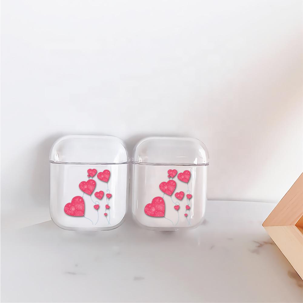 Cute Love balloon Hard Plastic Protective Clear Case Cover For Apple Airpods