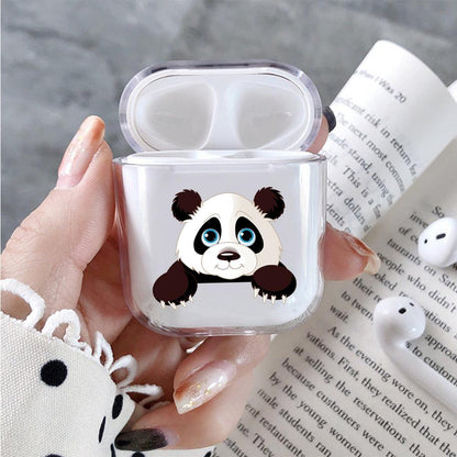 Cute Panda Hard Plastic  Protective Clear Case Cover For Apple Airpods