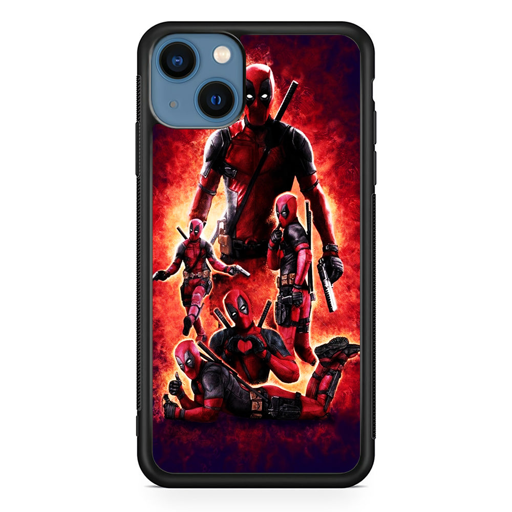 Deadpool On Fire iPhone 13 Mini Case-Phone Case-Rubber Black (2D Case)-Altracase