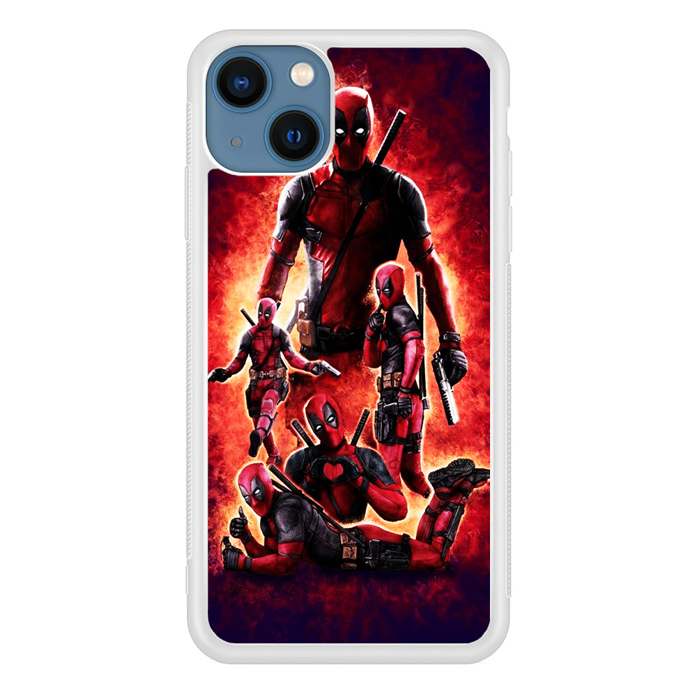 Deadpool On Fire iPhone 13 Mini Case-Phone Case-Rubber White (2D Case)-Altracase