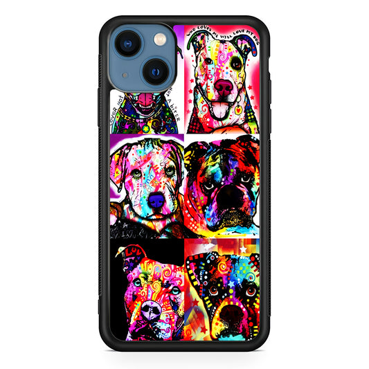 Dog Colorful Art Collage iPhone 13 Mini Case-Phone Case-Rubber Black (2D Case)-Altracase