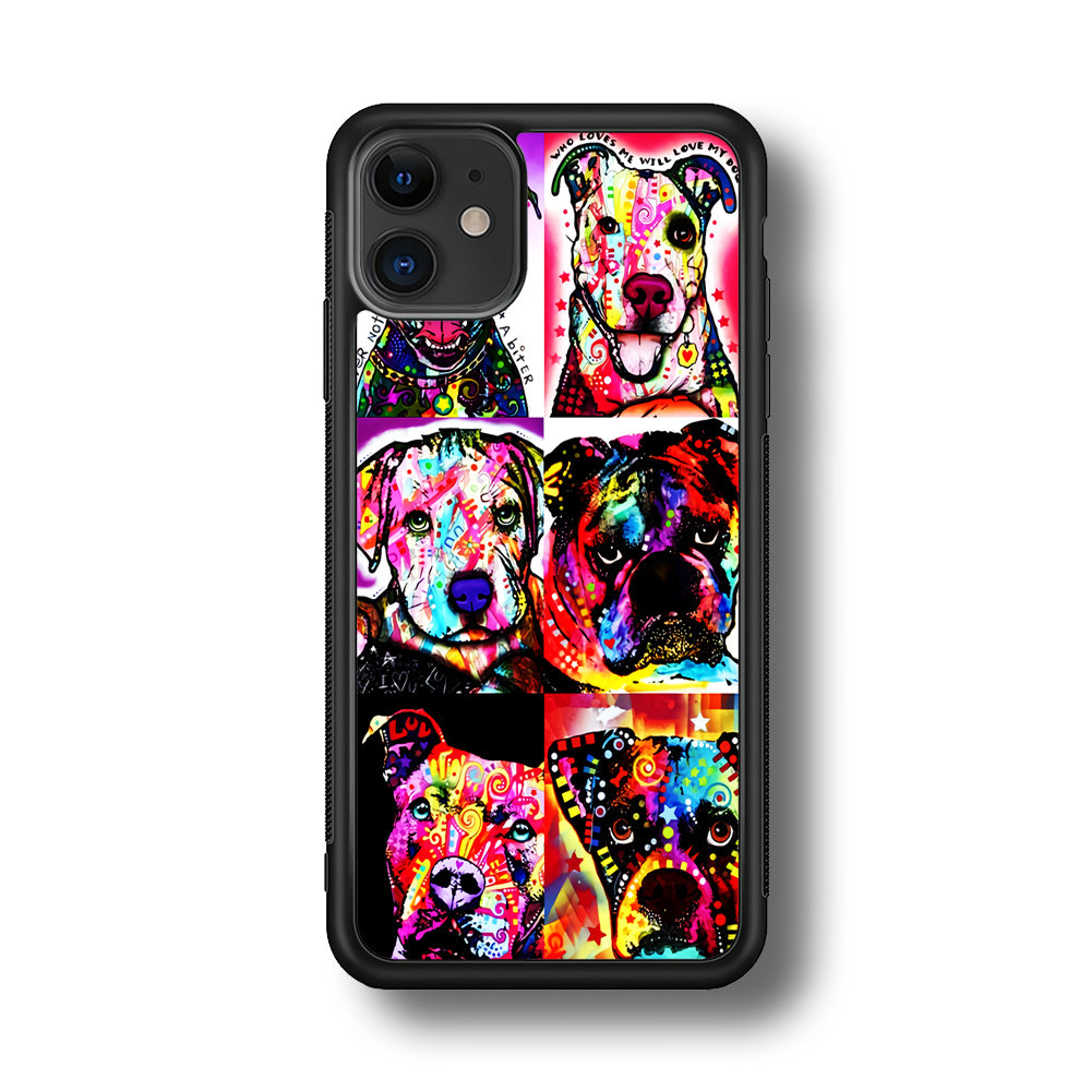 Dog Colorful Art Collage iPhone 11 Case-Phone Case-Rubber Black (2D Case)-Altracase
