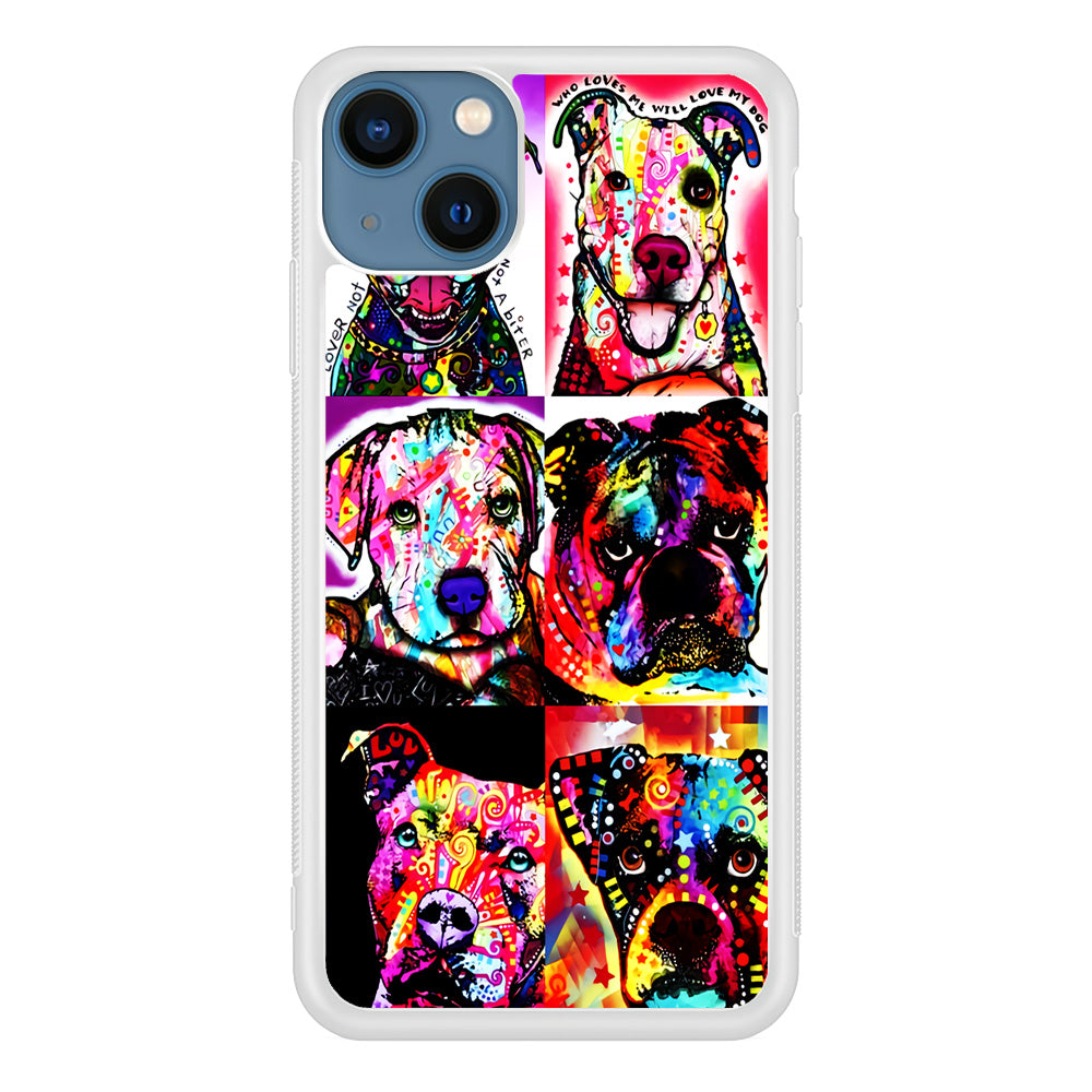 Dog Colorful Art Collage iPhone 13 Mini Case-Phone Case-Rubber White (2D Case)-Altracase
