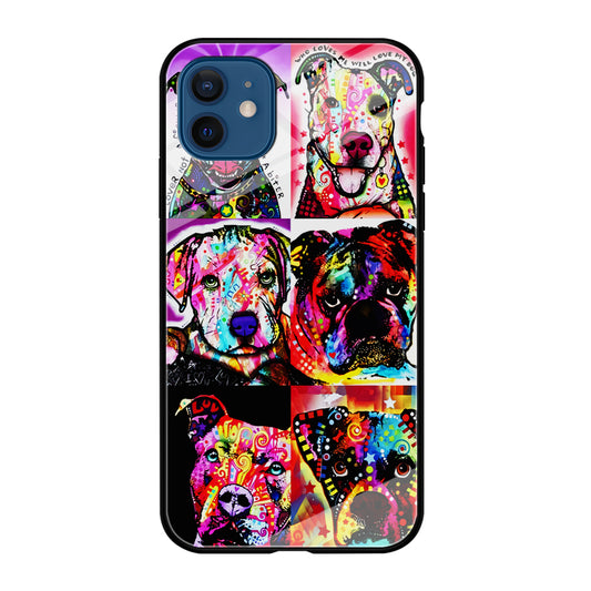 Dog Colorful Art Collage iPhone 12 Case-Phone Case-Tempered Glass Case-Altracase