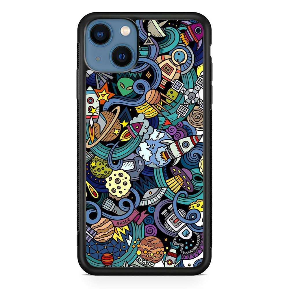 Doodle 002 iPhone 13 Mini Case-Phone Case-Rubber Black (2D Case)-Altracase