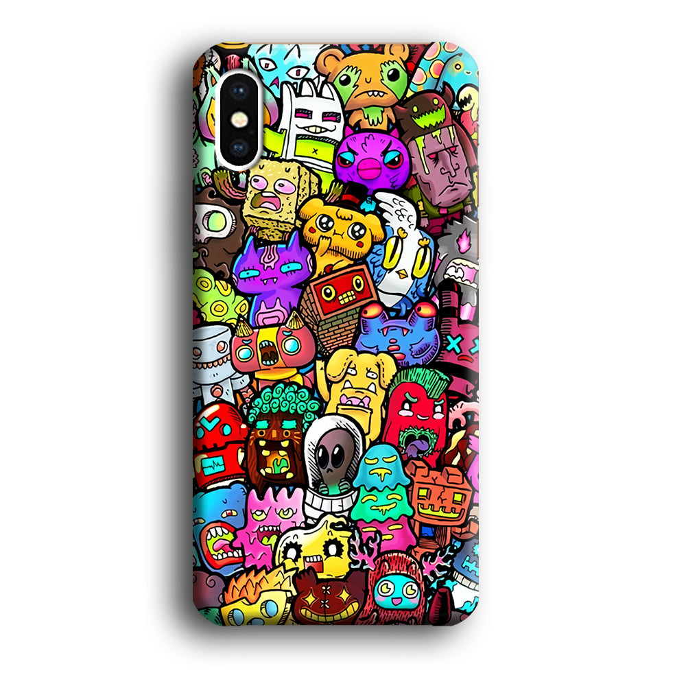 Doodle Cute Character iPhone Xs Case