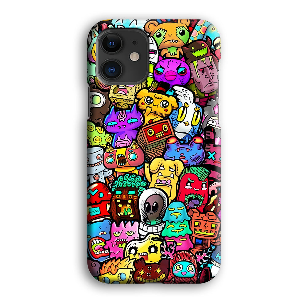 Doodle Cute Character iPhone 12 Case