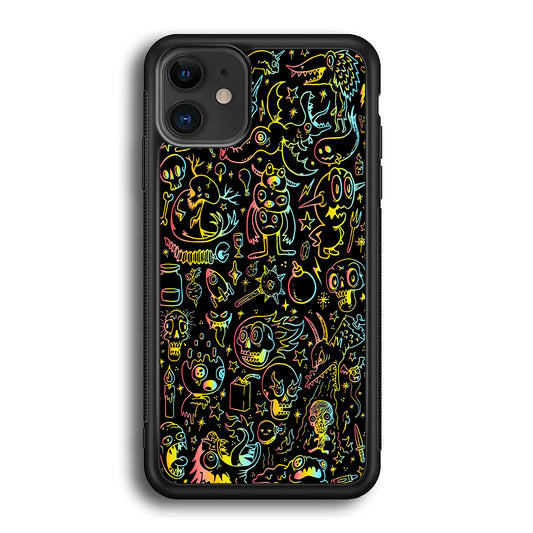 Doodle Monsters Black iPhone 12 Mini Case