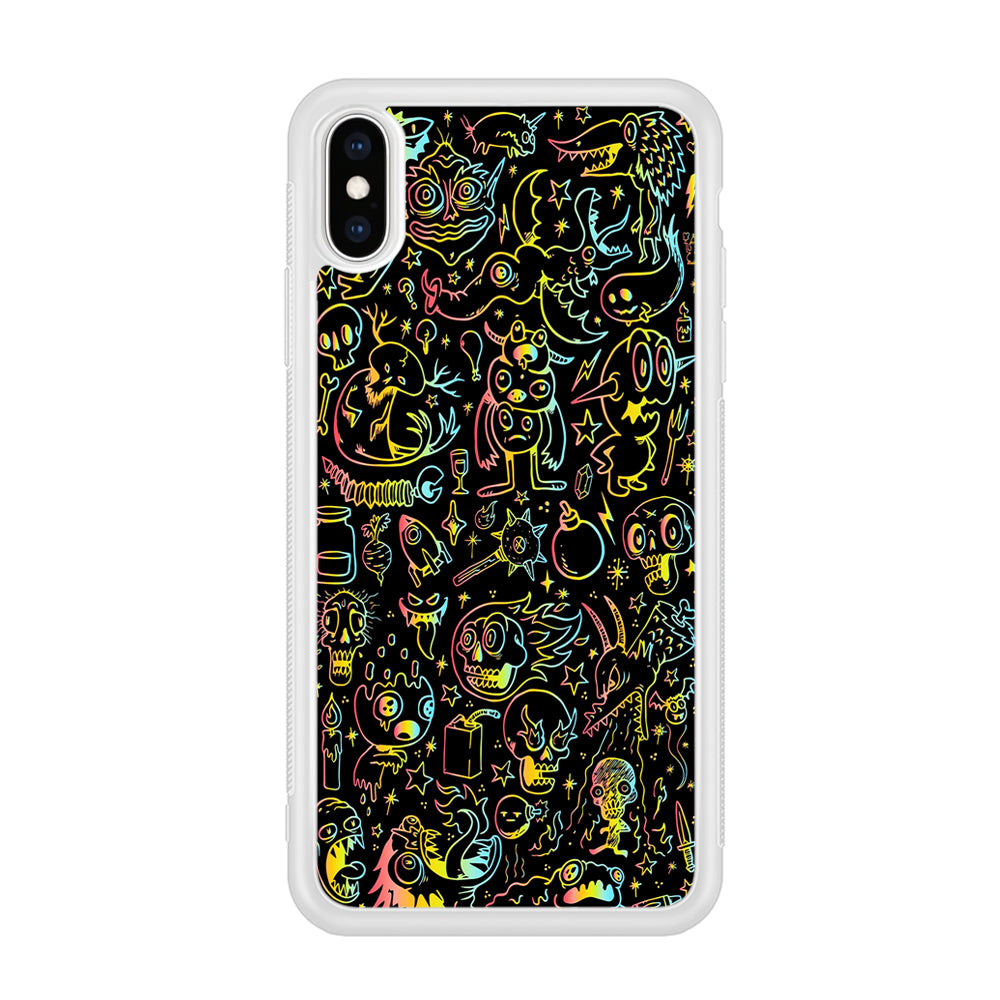 Doodle Monsters Black iPhone Xs Max Case