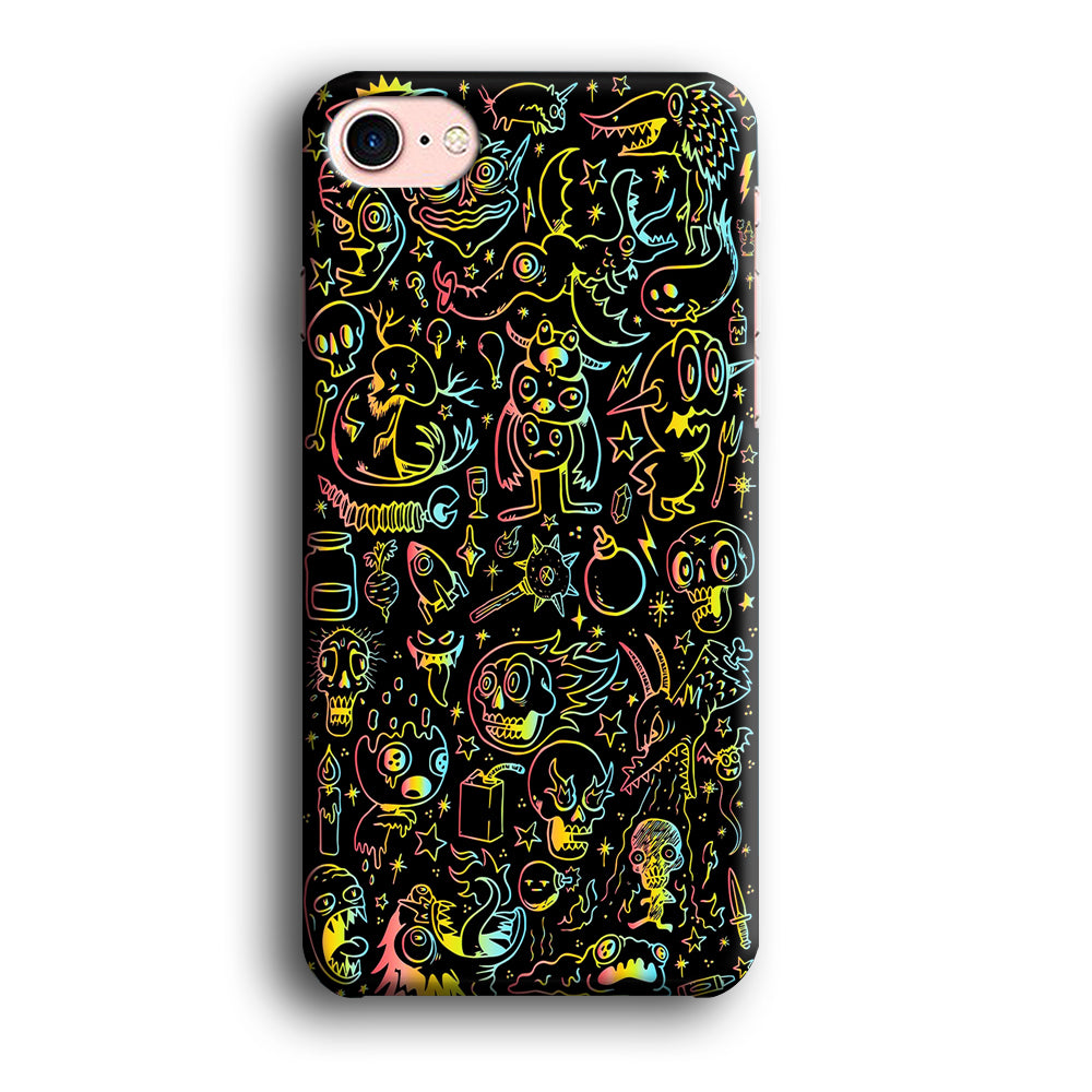 Doodle Monsters Black iPhone 7 Case