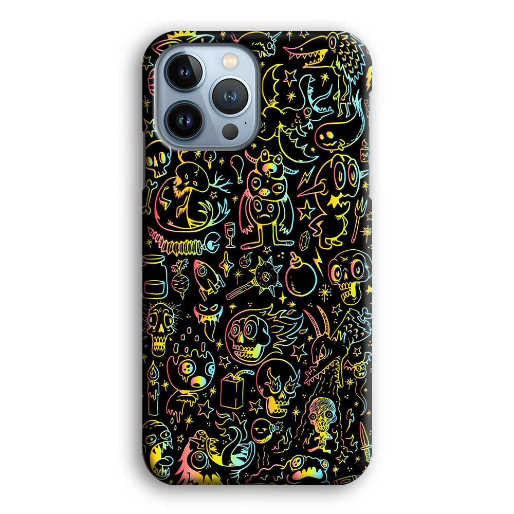 Doodle Monsters Black iPhone 14 Pro Case