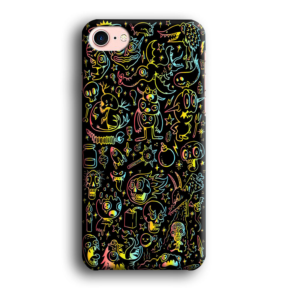 Doodle Monsters Black iPhone SE 3 2022 Case