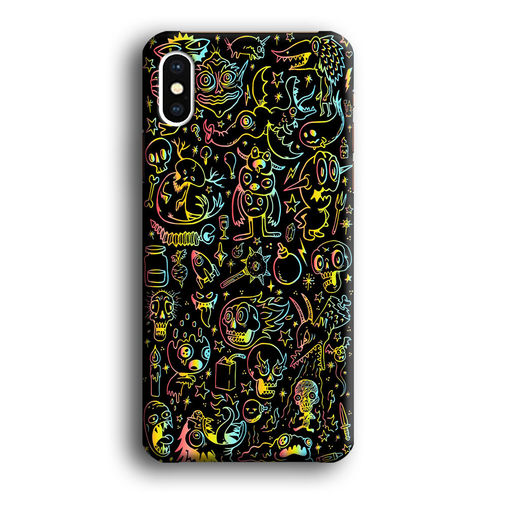 Doodle Monsters Black iPhone Xs Case