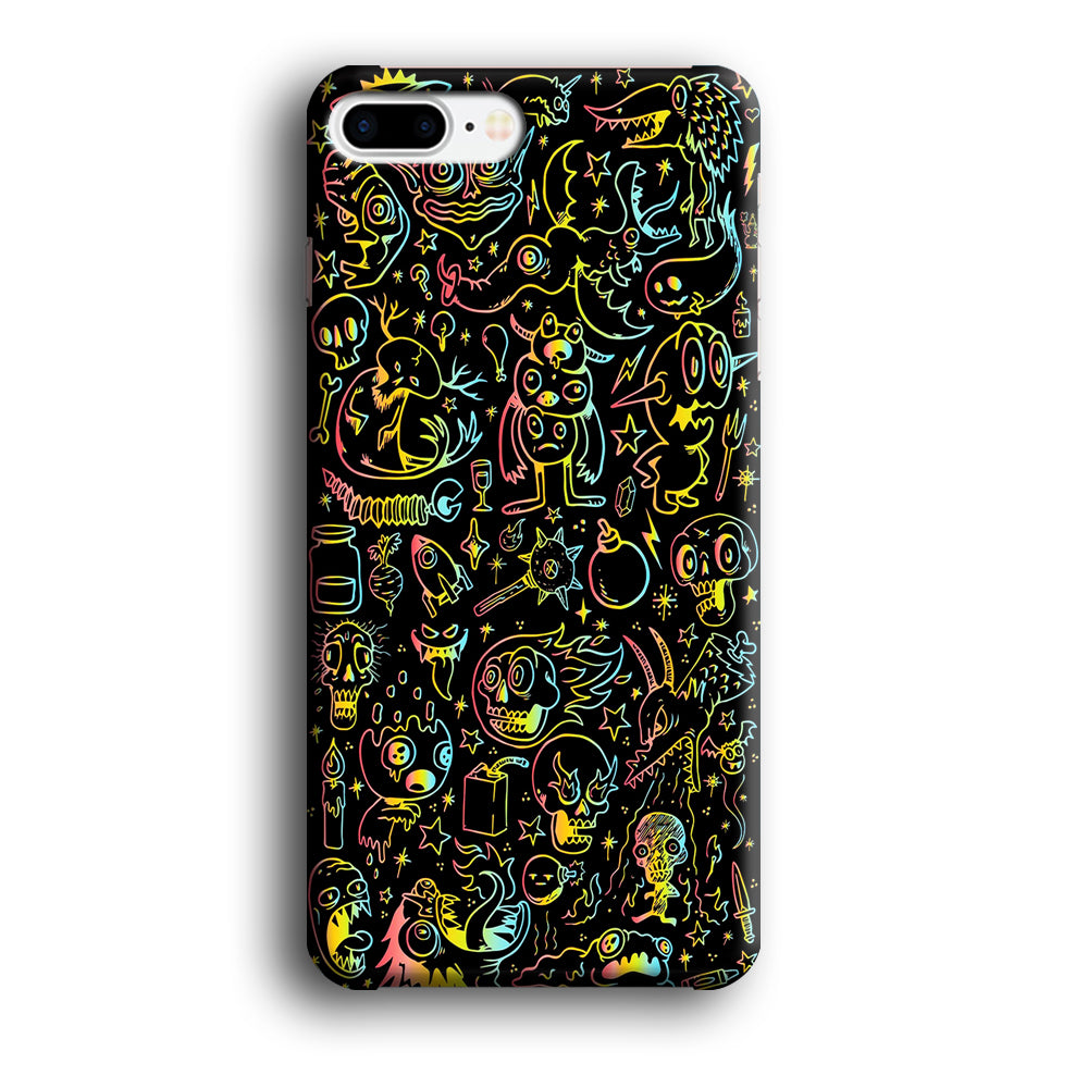 Doodle Monsters Black iPhone 7 Plus Case