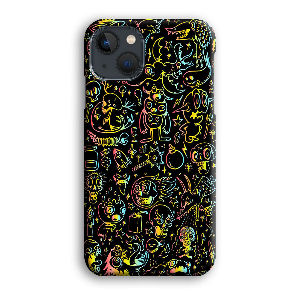 Doodle Monsters Black iPhone 13 Case