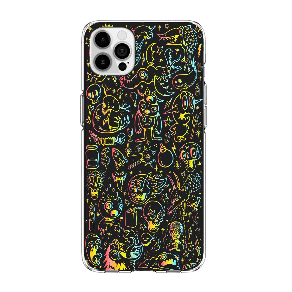 Doodle Monsters Black iPhone 12 Pro Case