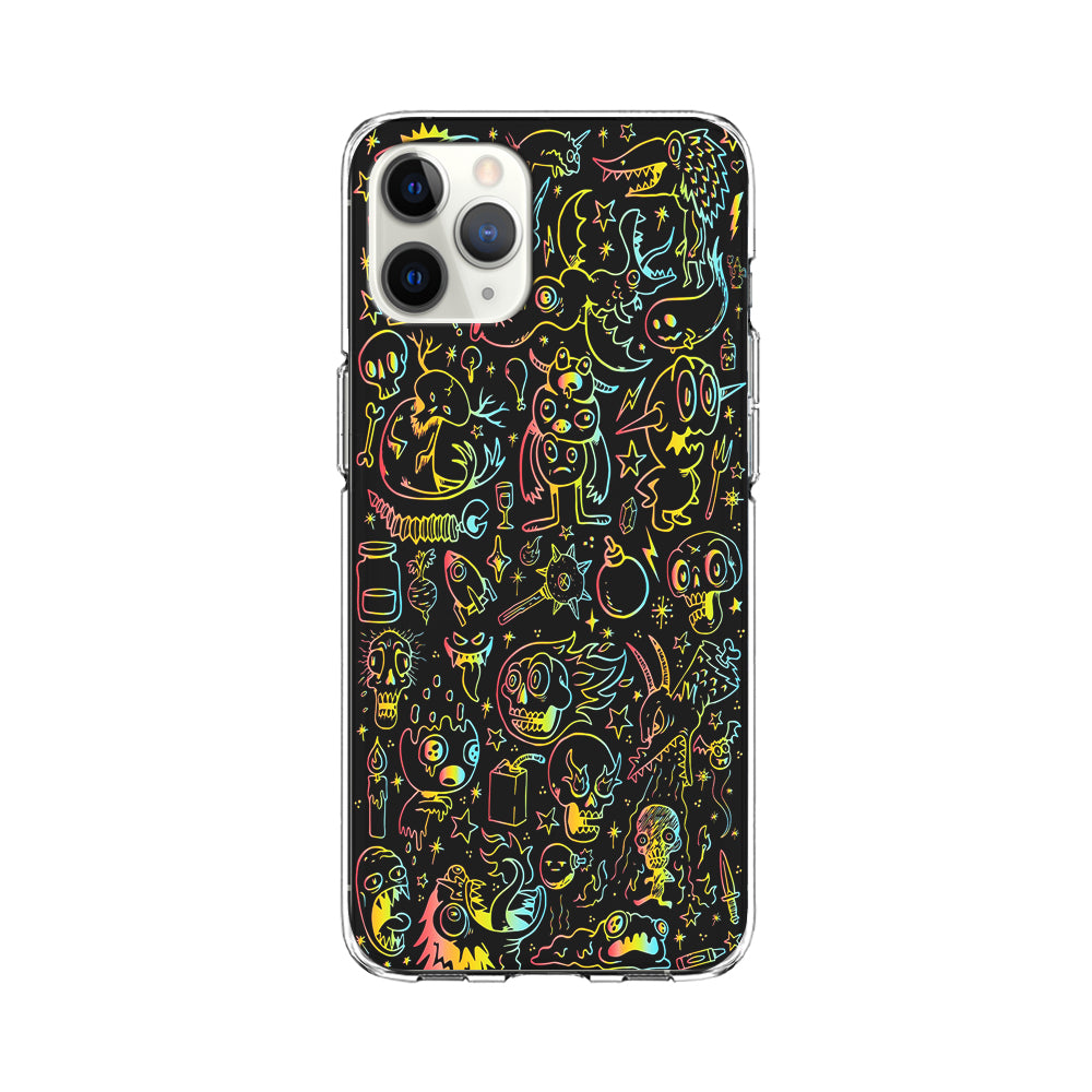 Doodle Monsters Black iPhone 11 Pro Case