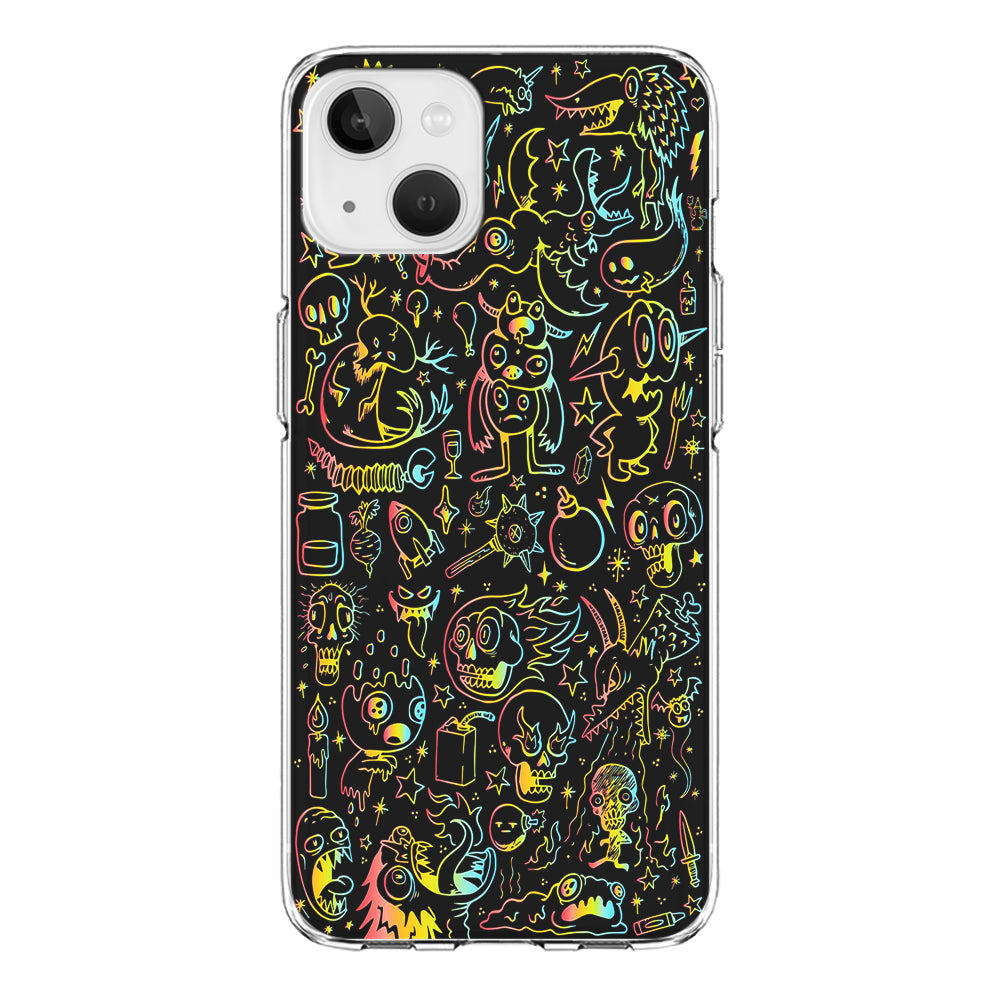 Doodle Monsters Black iPhone 13 Case