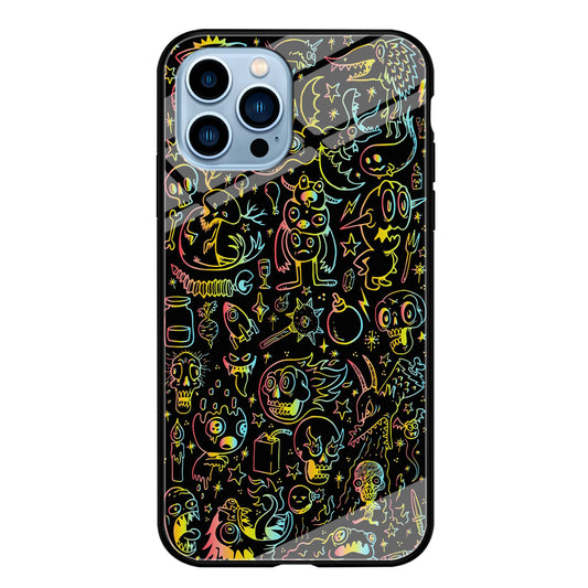 Doodle Monsters Black iPhone 14 Pro Max Case