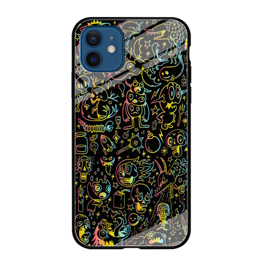 Doodle Monsters Black iPhone 12 Case