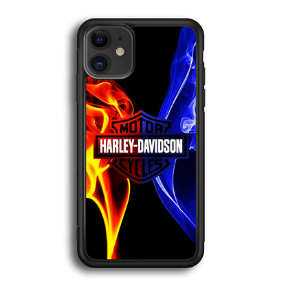 Harley Blue Red Fire iPhone 12 Case-Phone Case-Rubber Black (2D Case)-Altracase